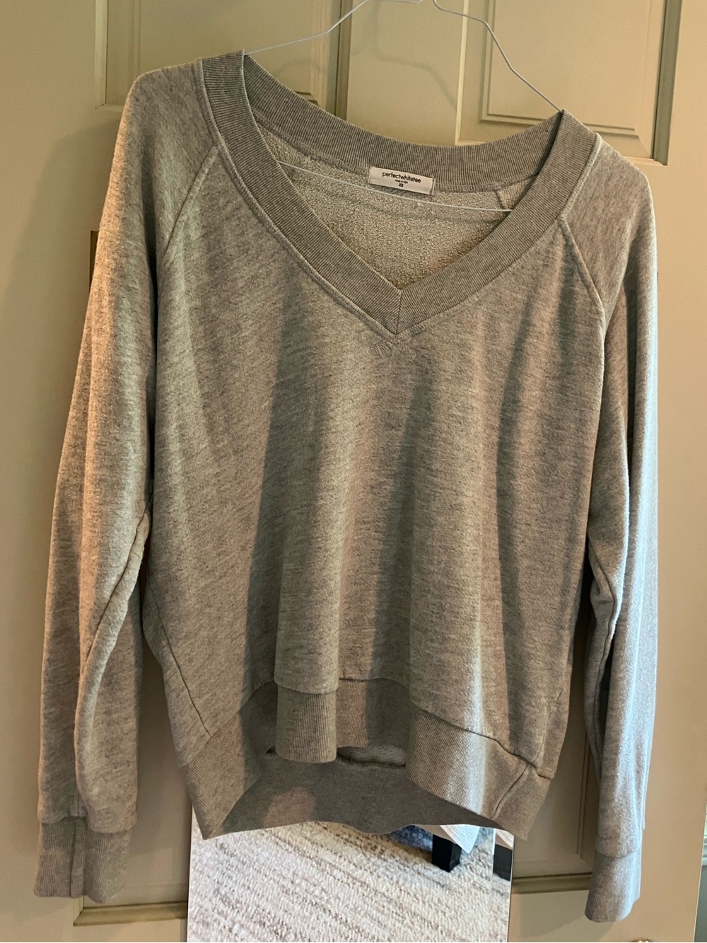perfectwhitetee Light Gray V-Neck Sweatshirt